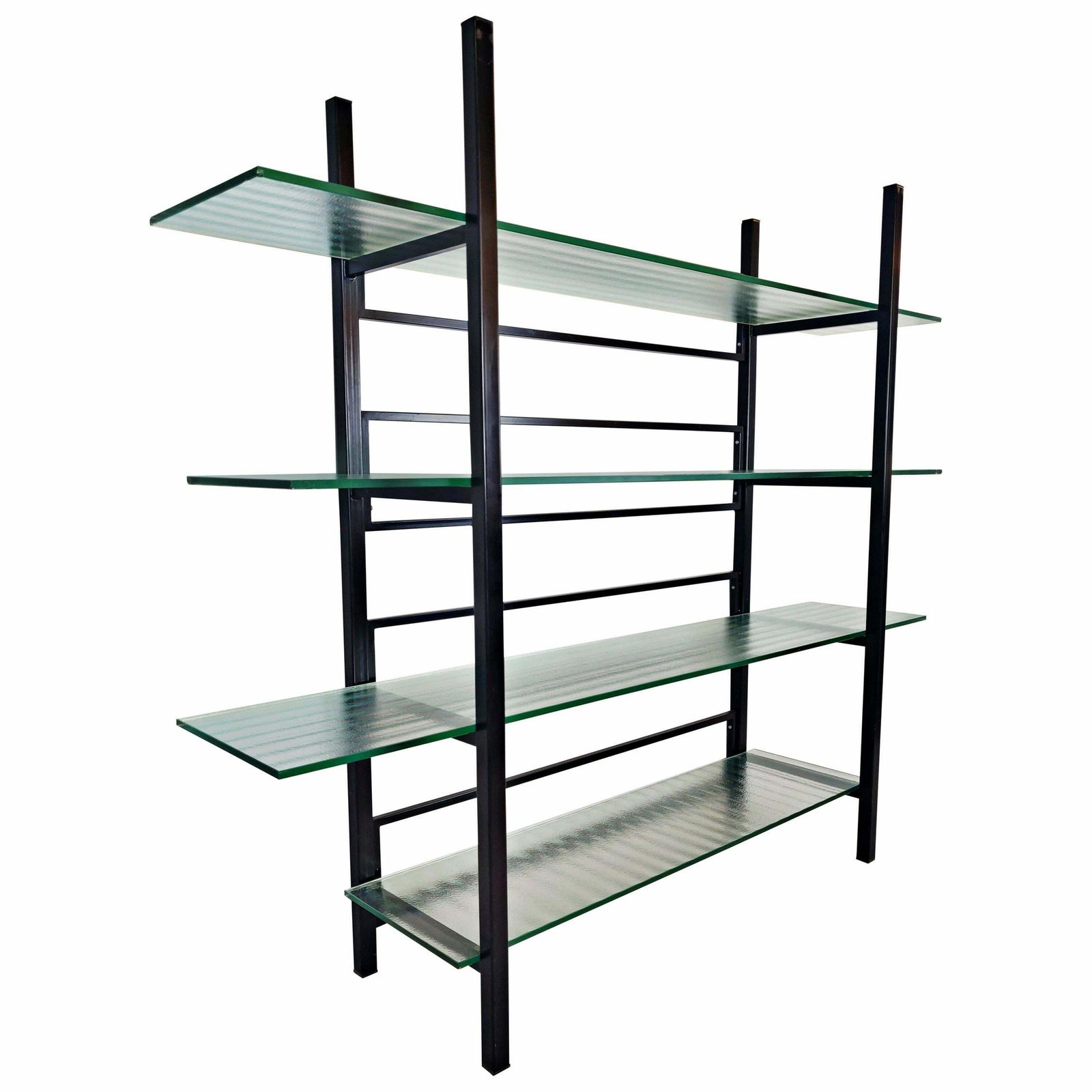 Metal étagère With Four Reeded Glass Shelves