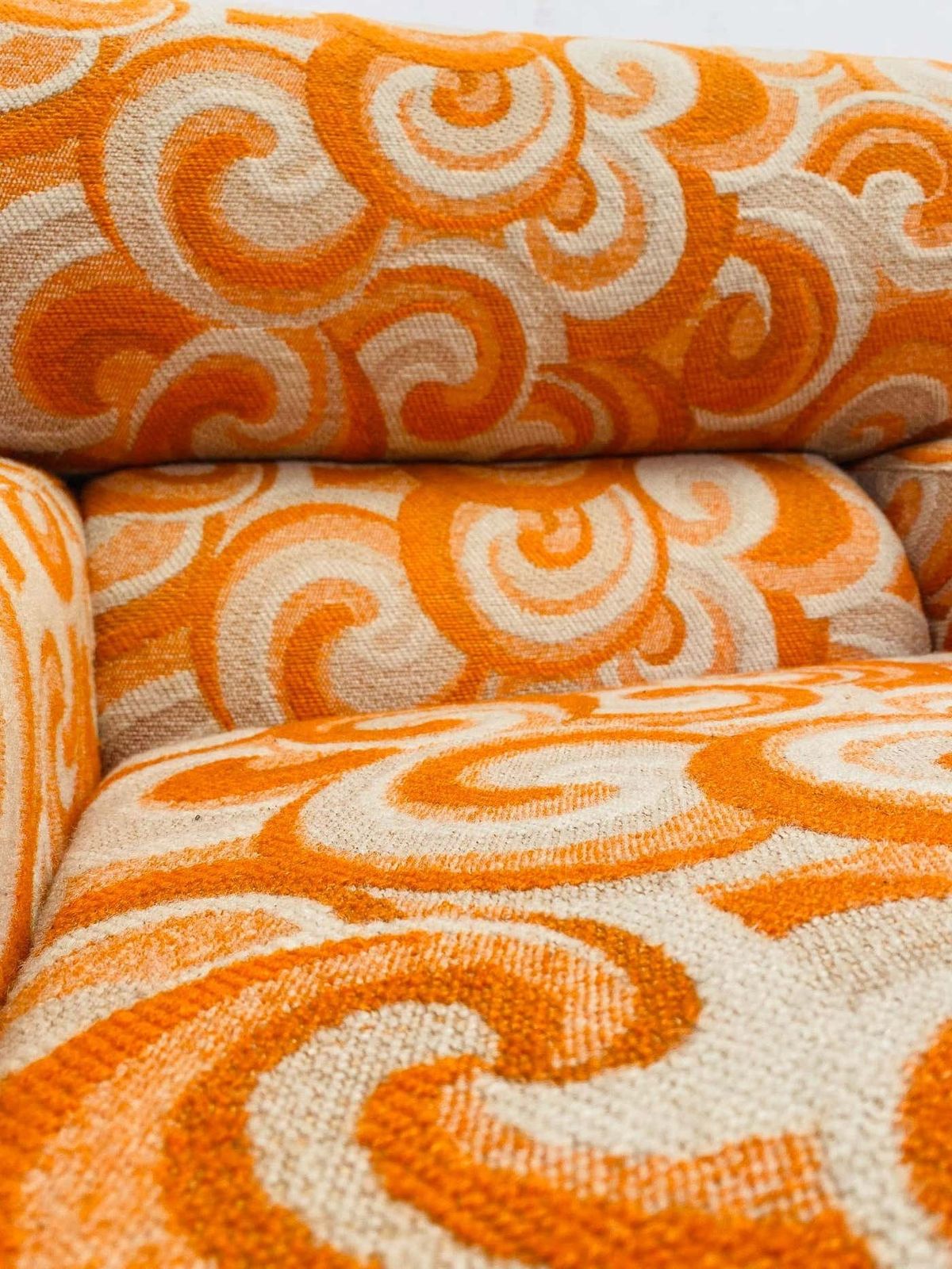 Mid Century Modern Pair Of Orange Armchairs, Italy, 1970s, Original Upholstery photo vintage