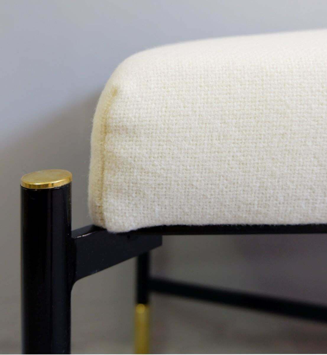 2 Benches New Cream White Fabric With Black Metal Legs, Price For One photo furniture