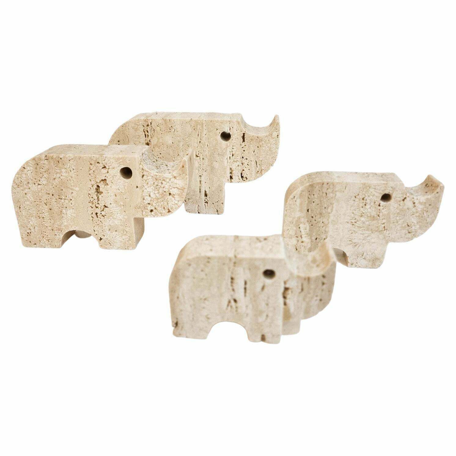 Italian Brutalist Travertine Rhinoceros Sculptures By Fratelli Mannelli, Italy,