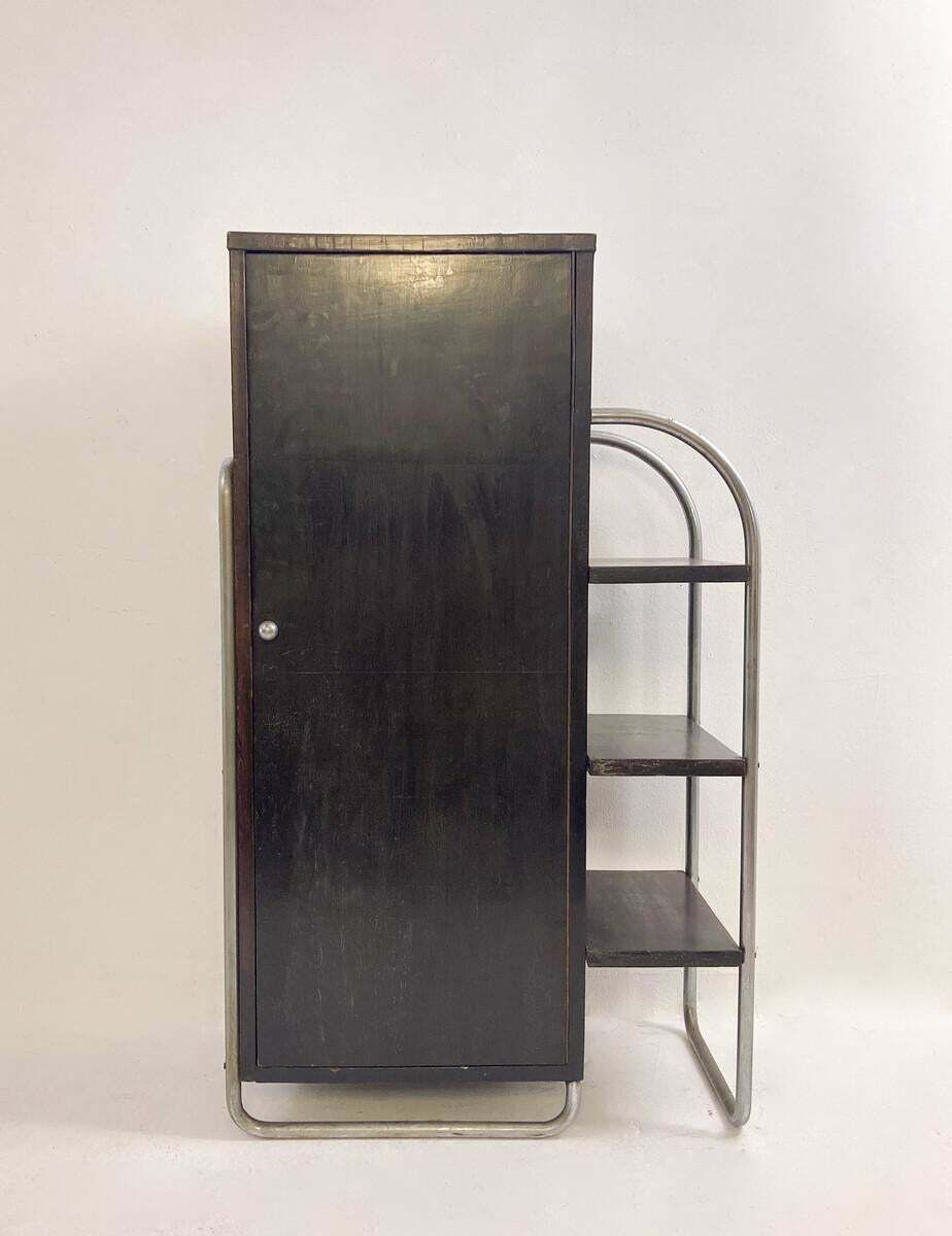 Modernist Wall Unit, Wood And Tubular Metal, 1920s photo vintage