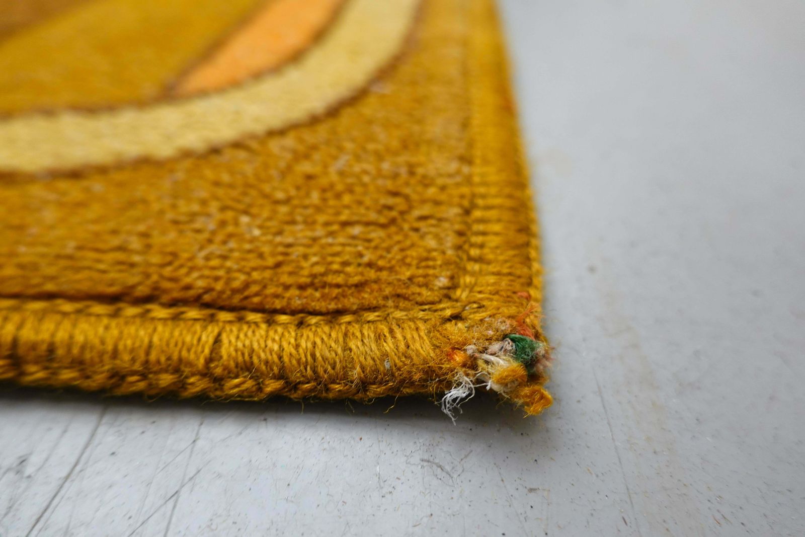 Abstract Orange, Yellow And Brown Wool Carpet, 1970s photo Textiles