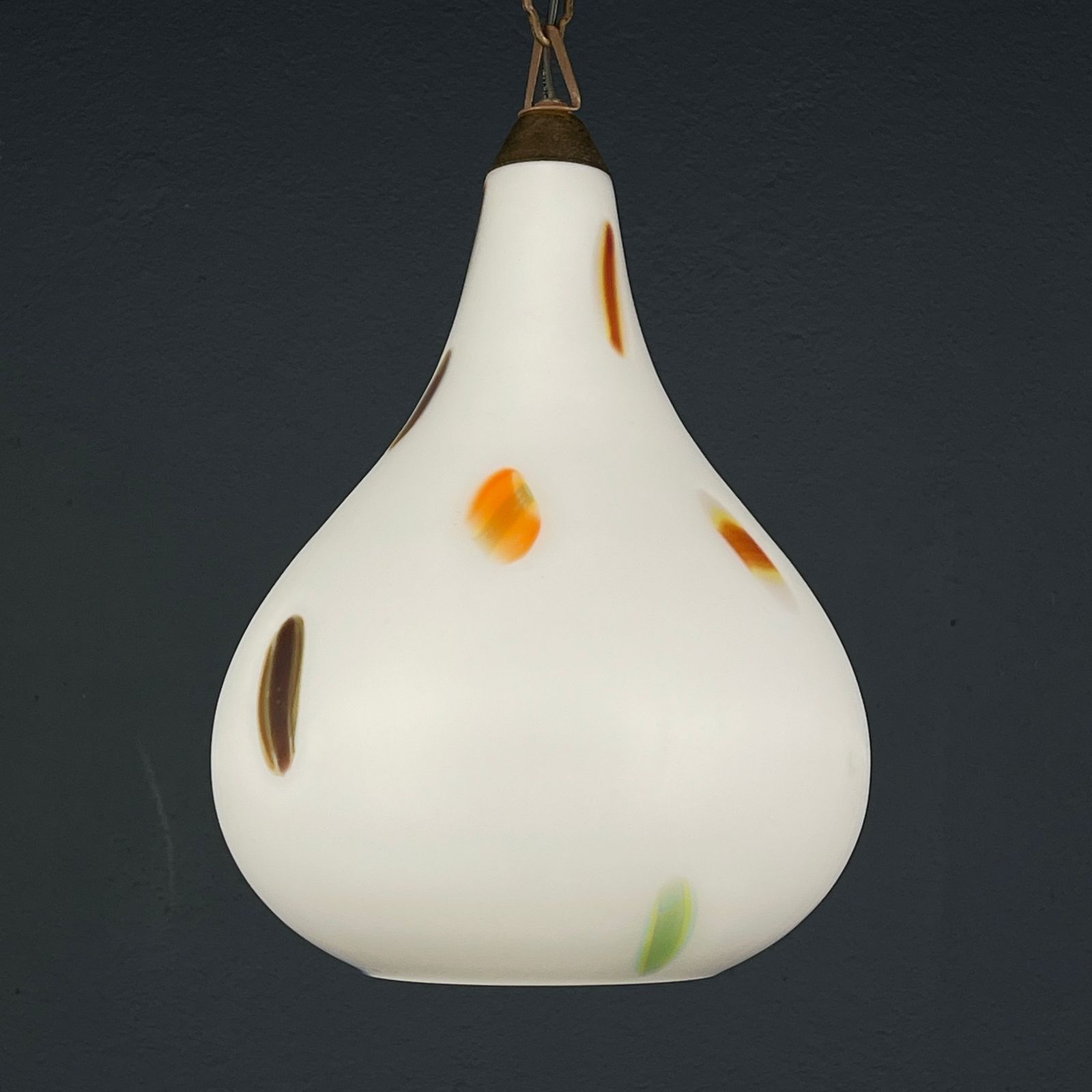 Mid Century Multicolor Opaline Murano Glass Pendant Lamp By Stilnovo Italy 1950s