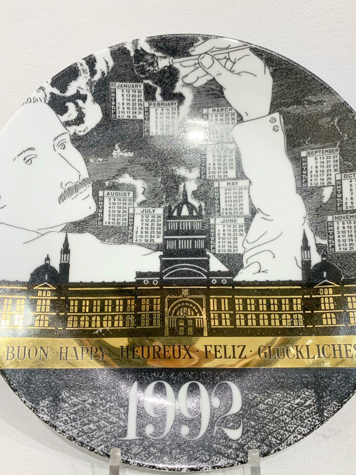 Piero Fornasetti Calendar Porcelain Plate For The Year 1992 photo Home Decor