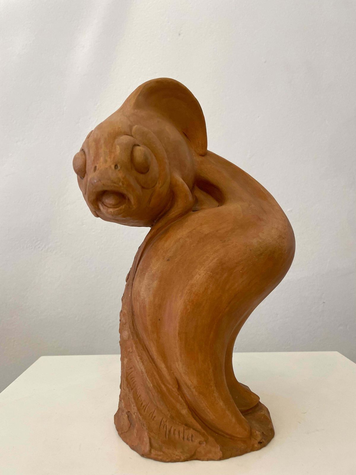Terracotta Fish Sculpture By Raymond De Meester, Belgium, 1940s photo for sale