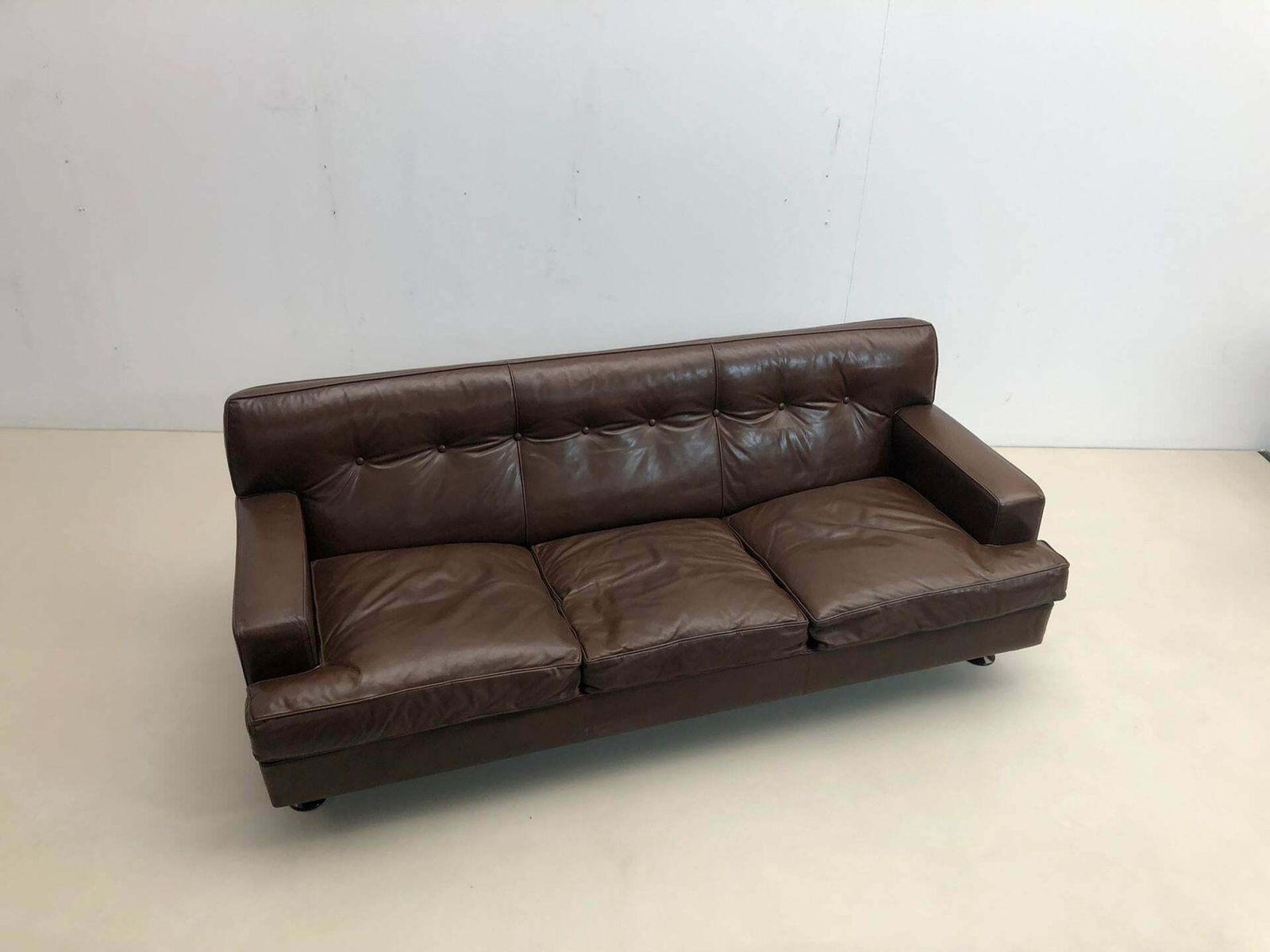Mid Century Brown Leather Square Sofa By Marco Zanuso For Arflex, 1960s photo 7164.0