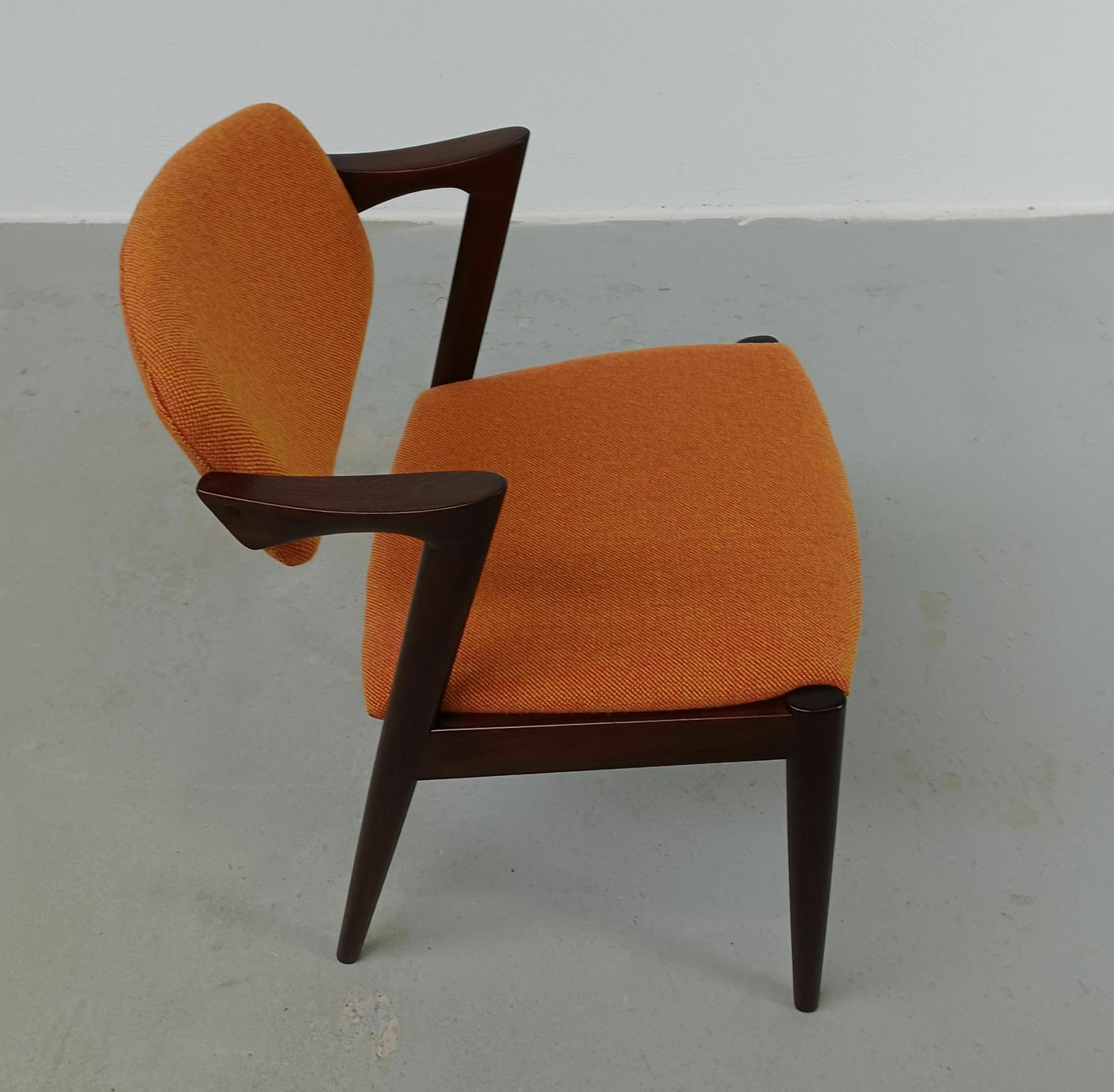 photo for sale Set Of Eight Restored Kai Kristiansen Rosewood Dining Chairs   Custom Upholstery 1960's
