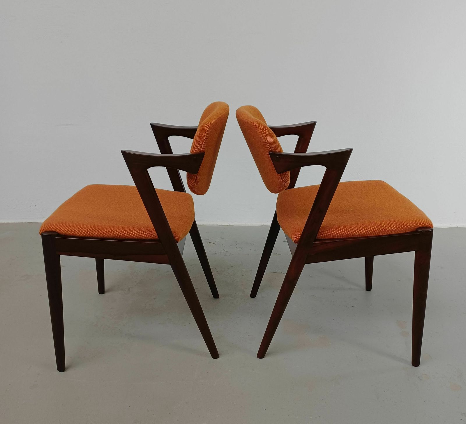 10500.0 Set Of Eight Restored Kai Kristiansen Rosewood Dining Chairs   Custom Upholstery 1960's photo