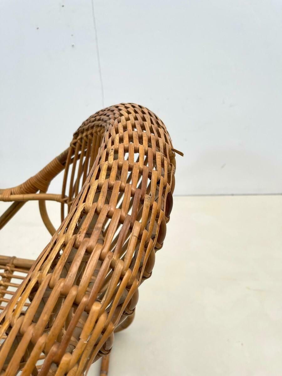 Pair Of Mid Century Modern Rattan Armchairs, Italy, 1960s photo vintage