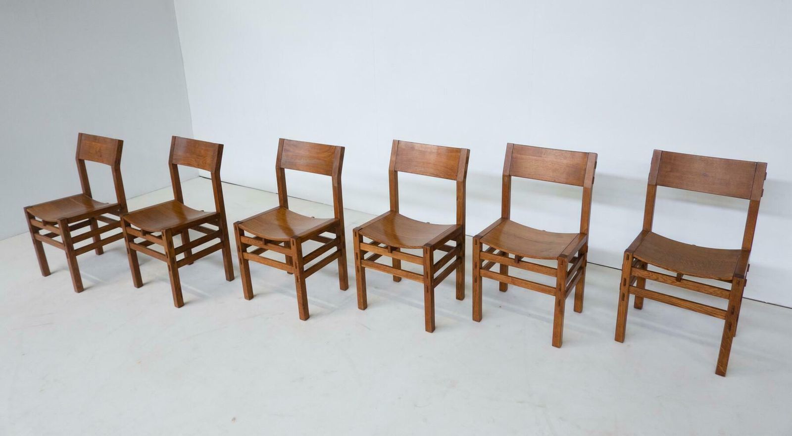 Mid Century Modern Set Of 6 Dining Chairs By Giuseppe Rivadossi, Italy,1980s photo buy