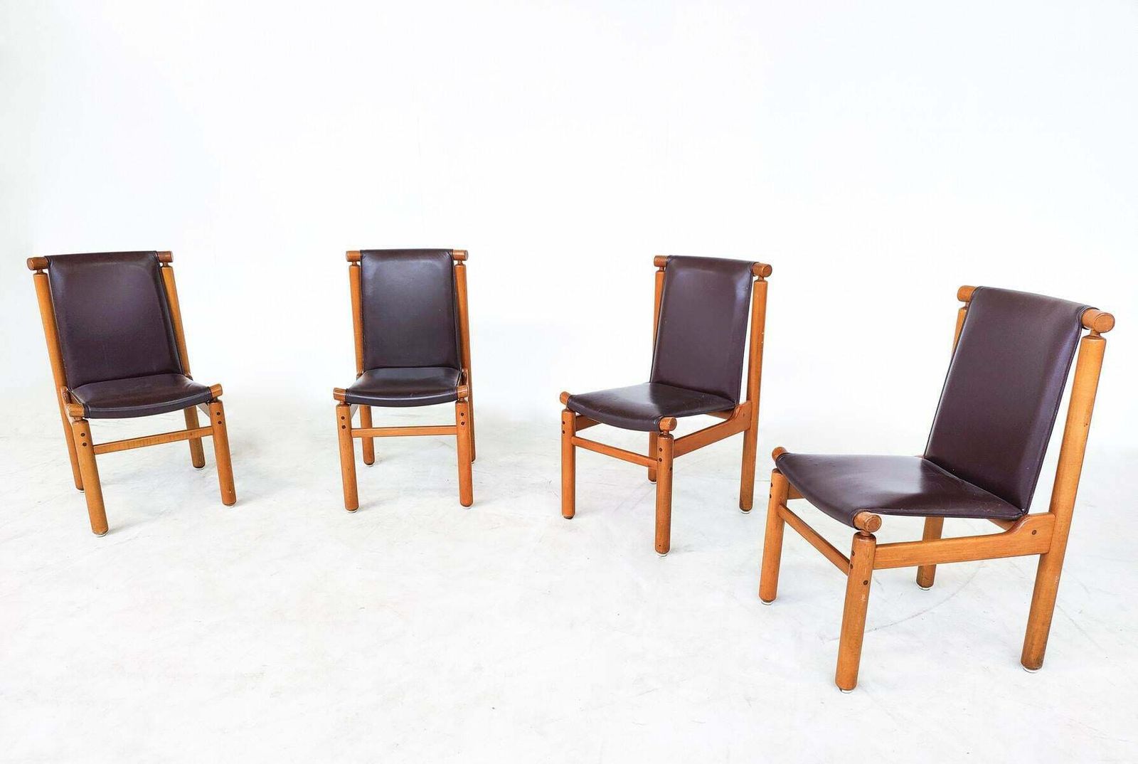 photo for sale Mid Century Modern Set Of 6 Leather Dining Chairs By Ilmari Tapiovaara