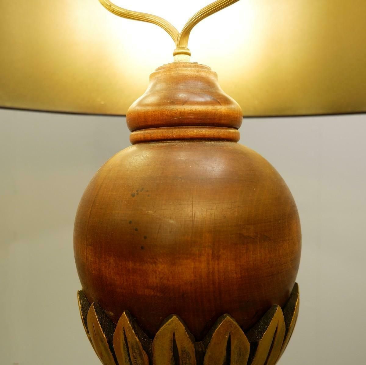 Gilded Wood Floor Lamp By Alfred Chambon, 1930s photo for sale