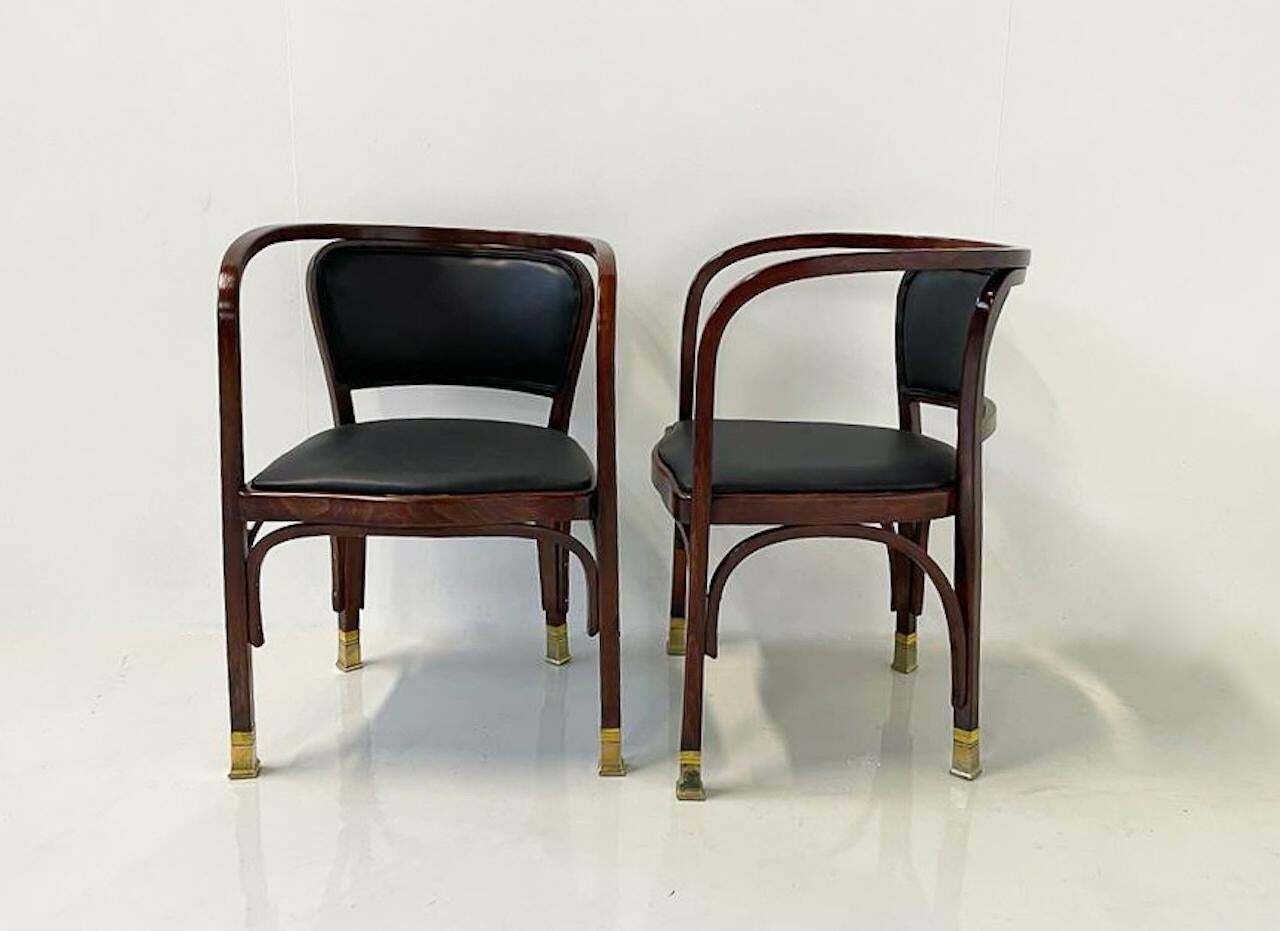 Pair Of N° 715 Gustav Siegel Armchairs For Kohn, Austria, 1900s photo 1990.0