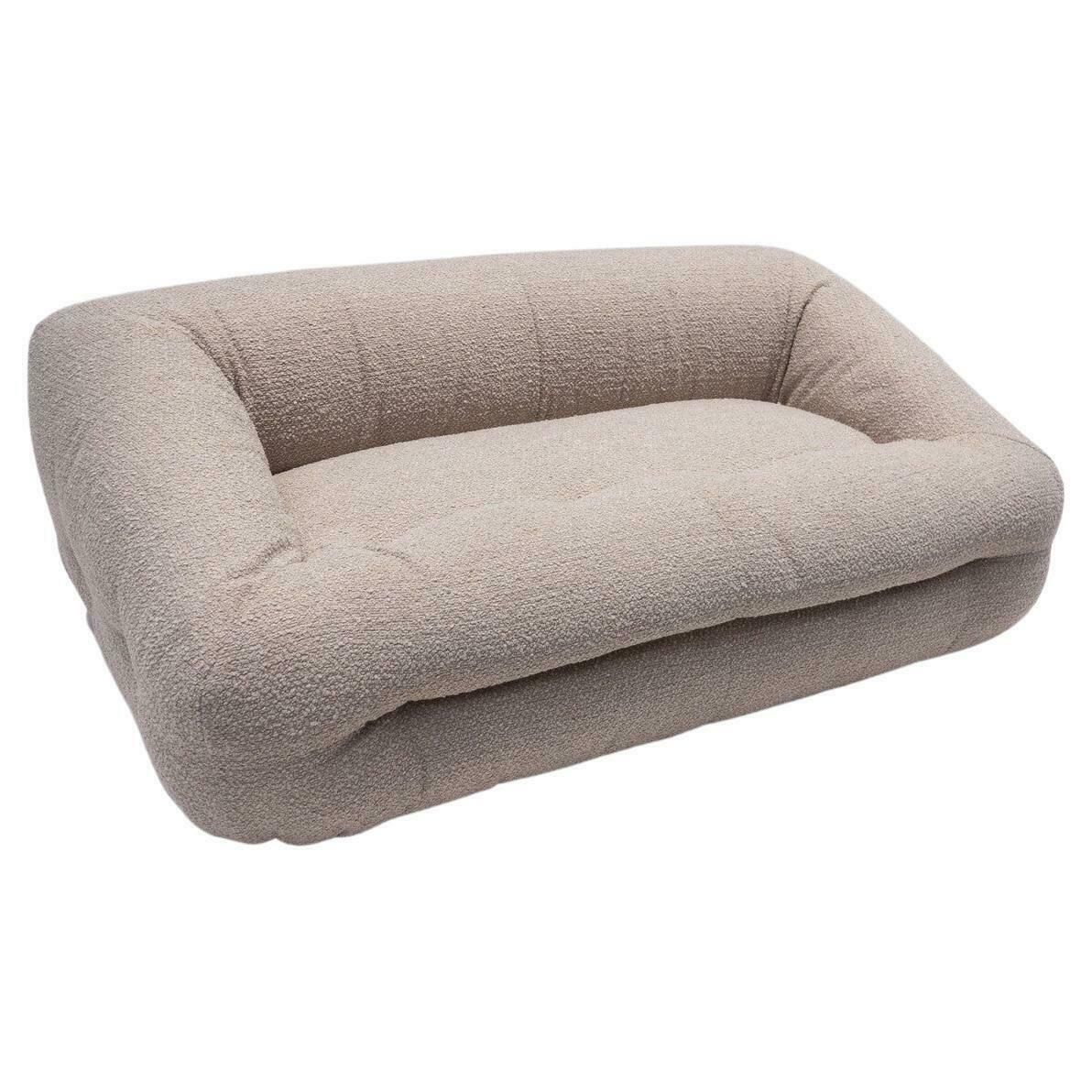 Mid Century Modern Italian Sofa, Beige Boucle Fabric, Italy, 1960s