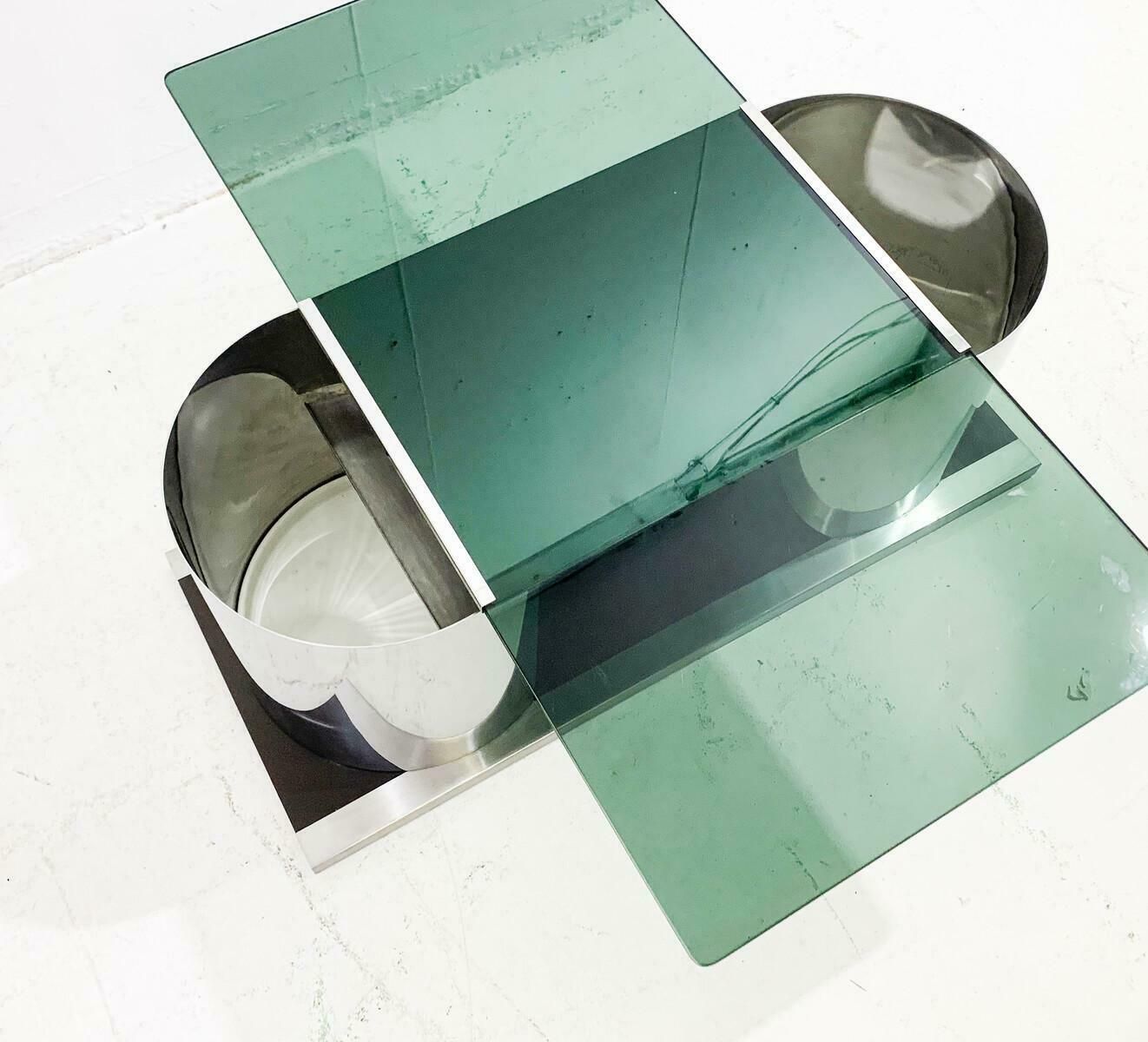 Mid Century Modern Chrome And Smoked Glass Modular Coffee Table, Italy, 1970s photo 1539.0