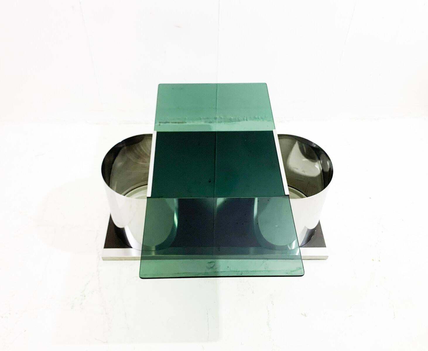 photo furniture Mid Century Modern Chrome And Smoked Glass Modular Coffee Table, Italy, 1970s