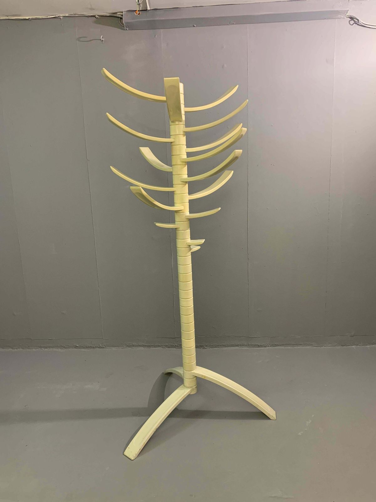 Sculptural White Lacquered Wood Coat Rack By Bruce Tippett Renna photo for sale