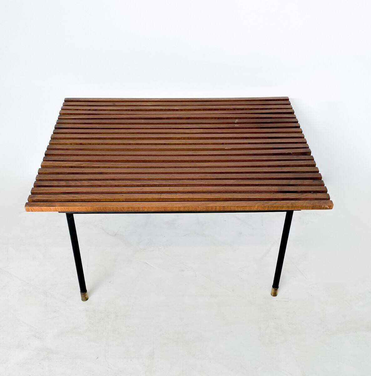 Mid Century Black Iron And Wood Coffee Table photo 1083.0