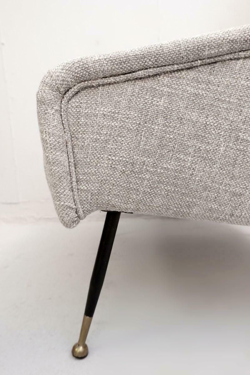 Pair Of Italian Armchairs With High Back With Ears, New Light Grey Marl Upholst photo Furniture