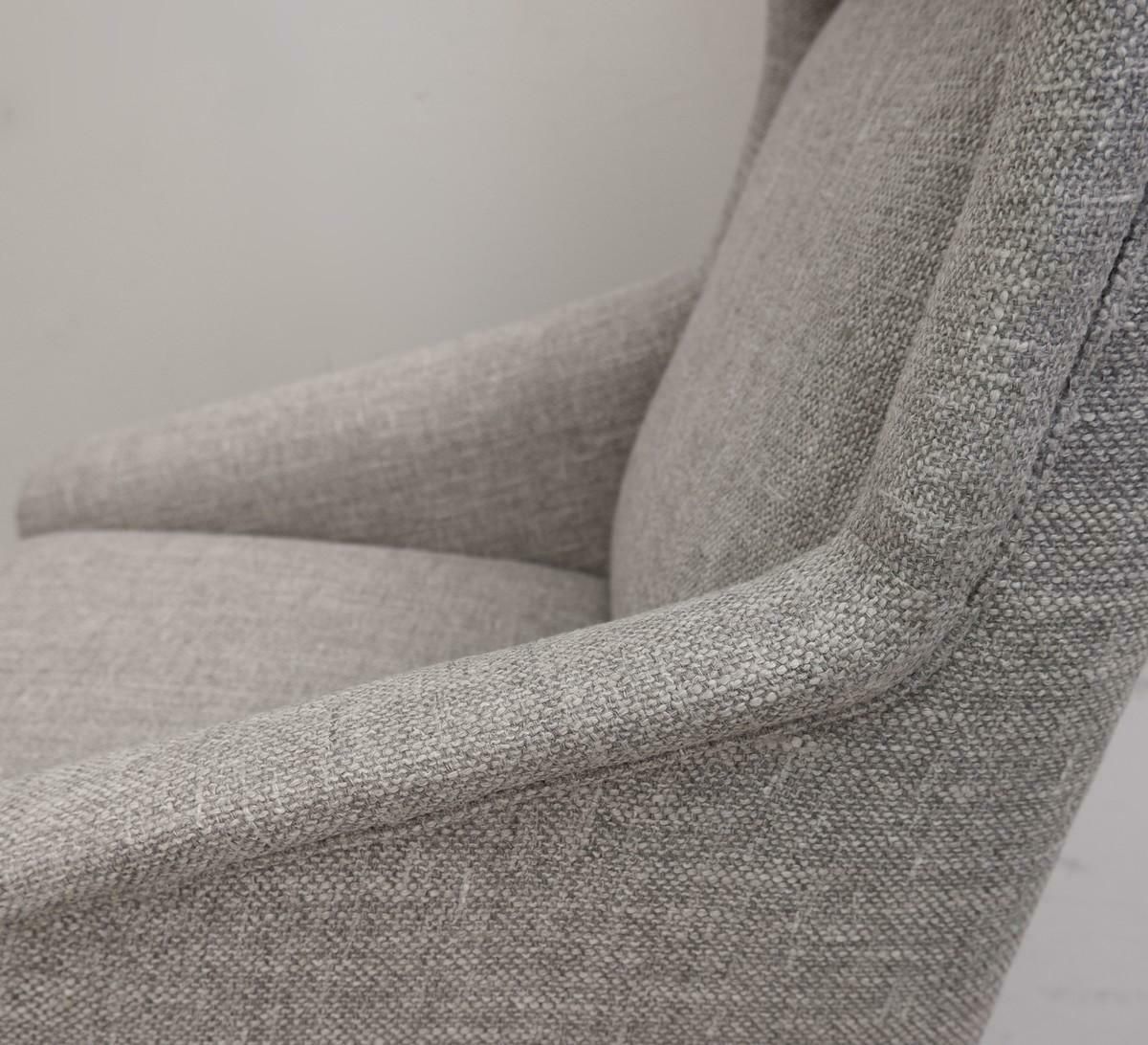 Pair Of Italian Armchairs With High Back With Ears, New Light Grey Marl Upholst photo 5201.0