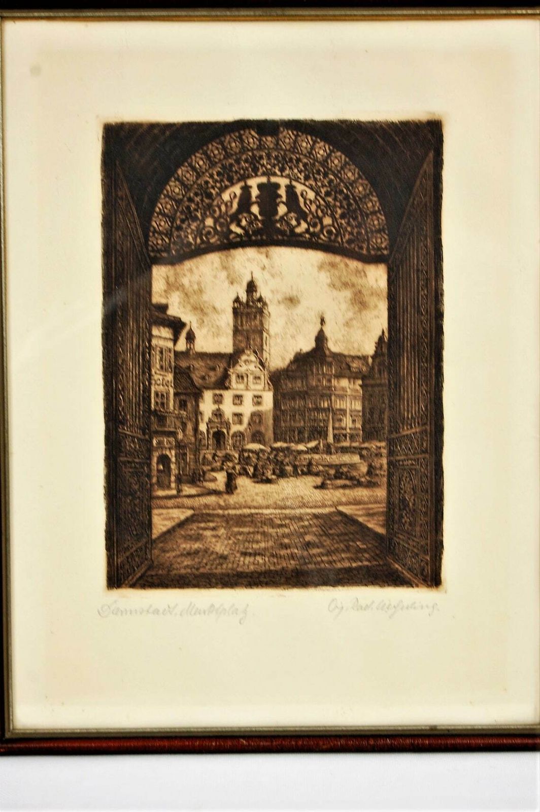 Etchings Darmstadt Blick Durch Das Schlosstor Zum Marktplatz photo buy