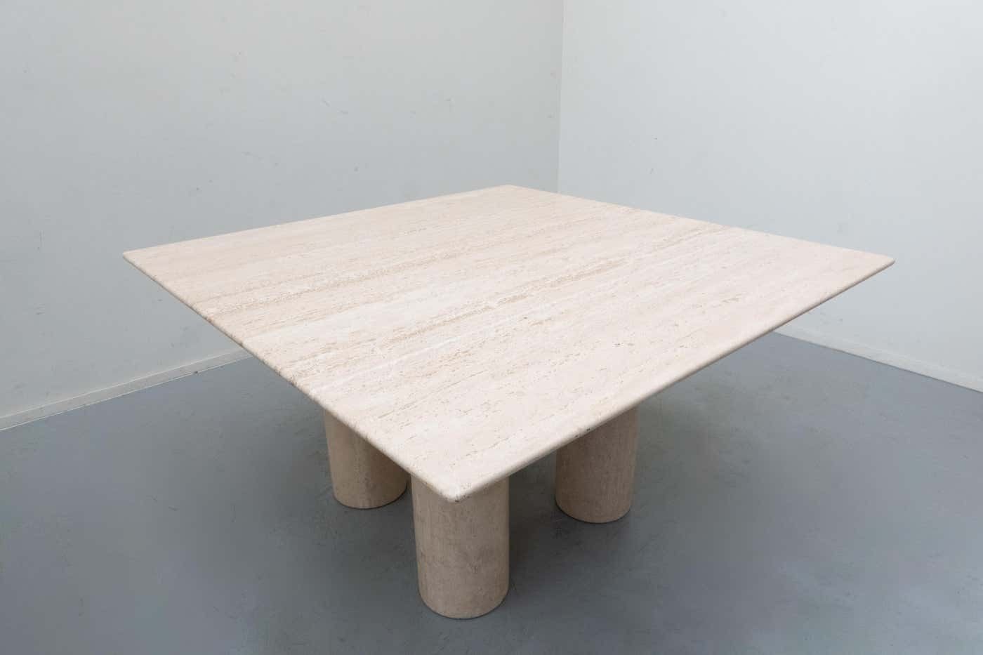 Travertine Dining Table Il Colonnato By Mario Bellini For Cassina, 1970s photo vintage