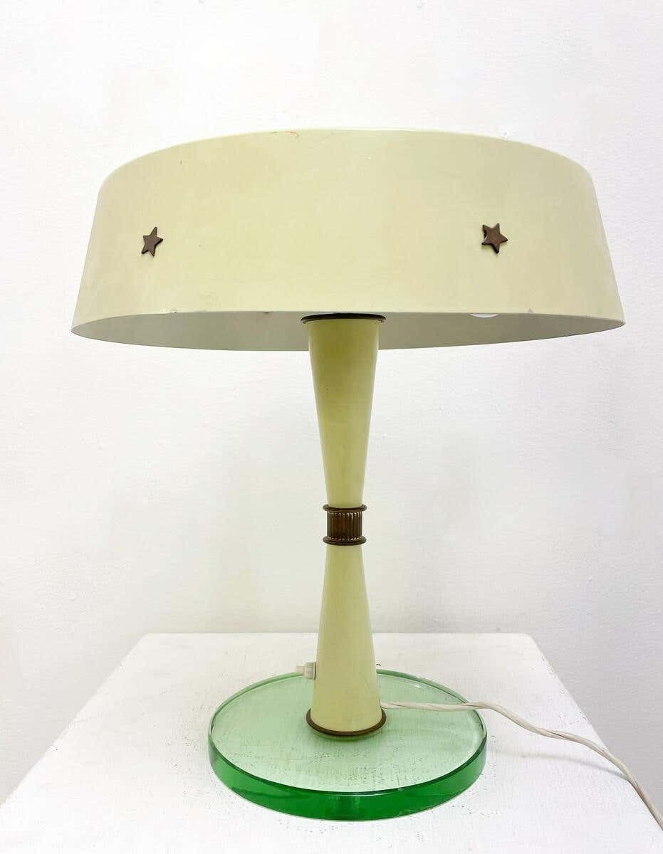 Mid Century Modern Table Lamp, Metal And Glass, Italy, 1950s photo buy