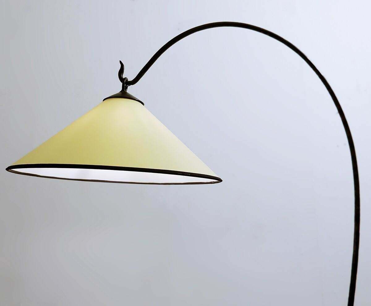 Mid Century Wrought Iron Tripod Floor Lamp With Shelf, Italy, 1960s photo Lighting