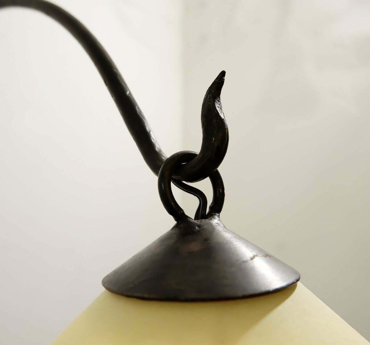 photo for sale Mid Century Wrought Iron Tripod Floor Lamp With Shelf, Italy, 1960s