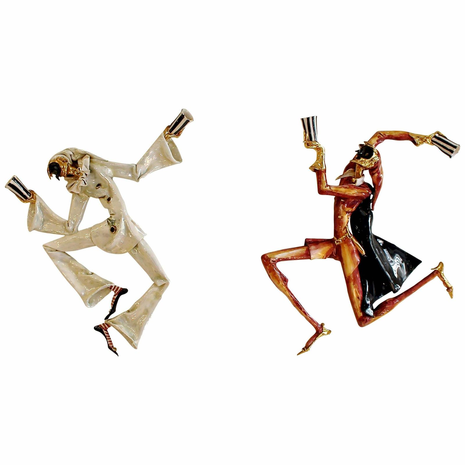 Harlequins, 1950s Otello Rosa Sculptural Wall Lamps For San Polo Venezia Ceramic