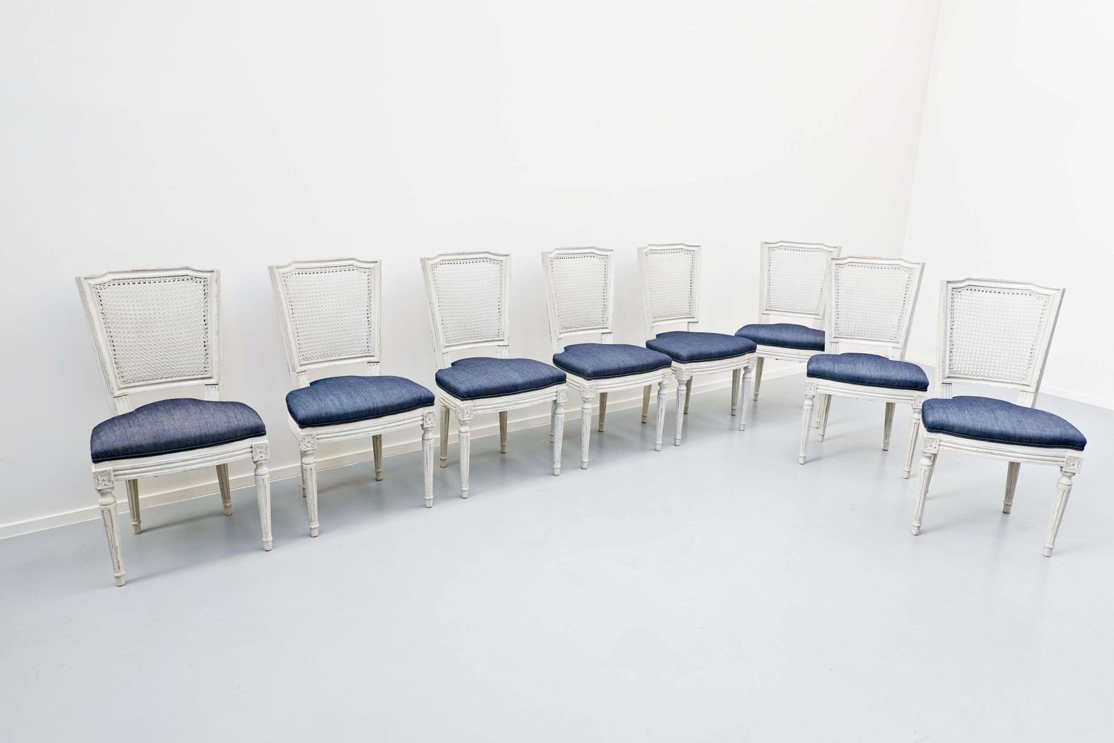 Set Of 8 Chairs, Louis XVI Style, New Upholstery photo furniture
