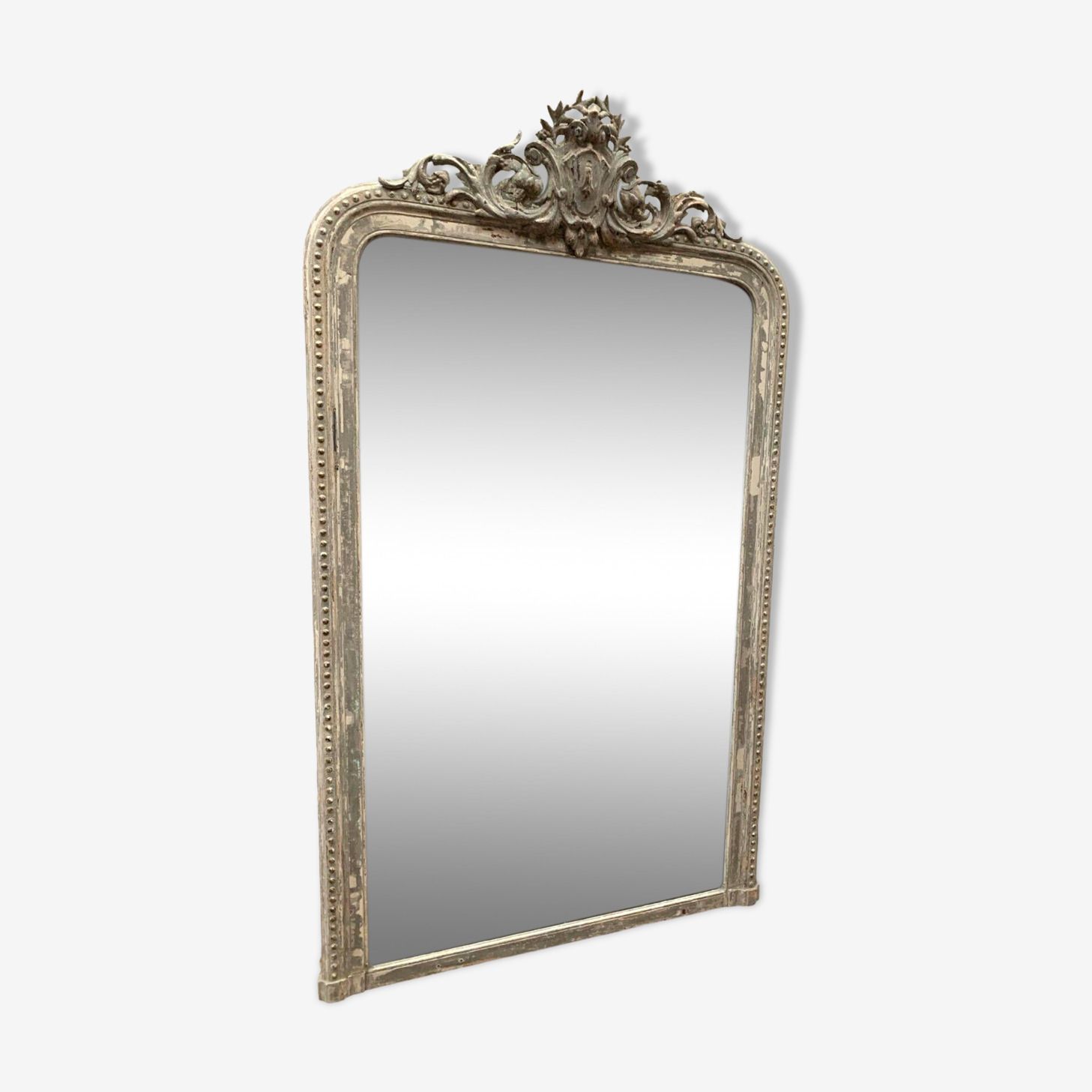 Louis XV Style Mirror In Wood And Patinated Stucco 19th Century