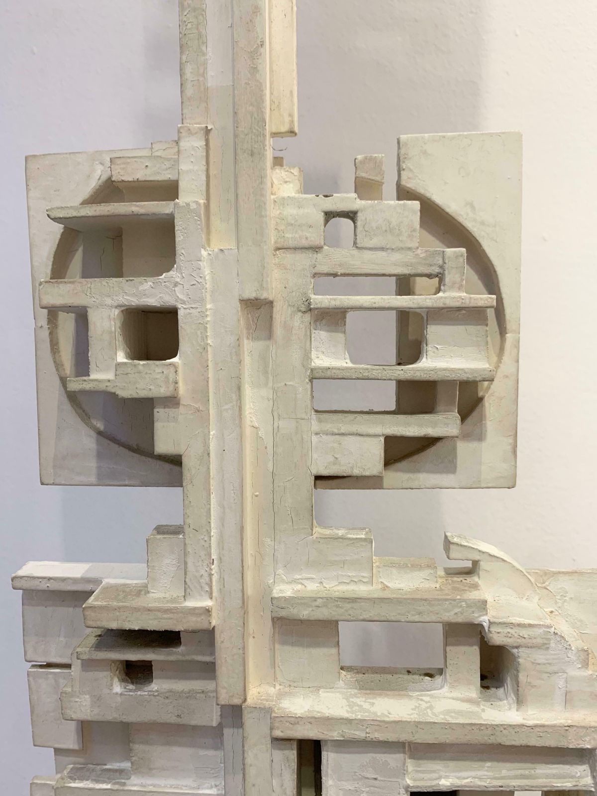 Mid Century White Wood Totem Sculpture By André Pailler, France 1970s photo buy