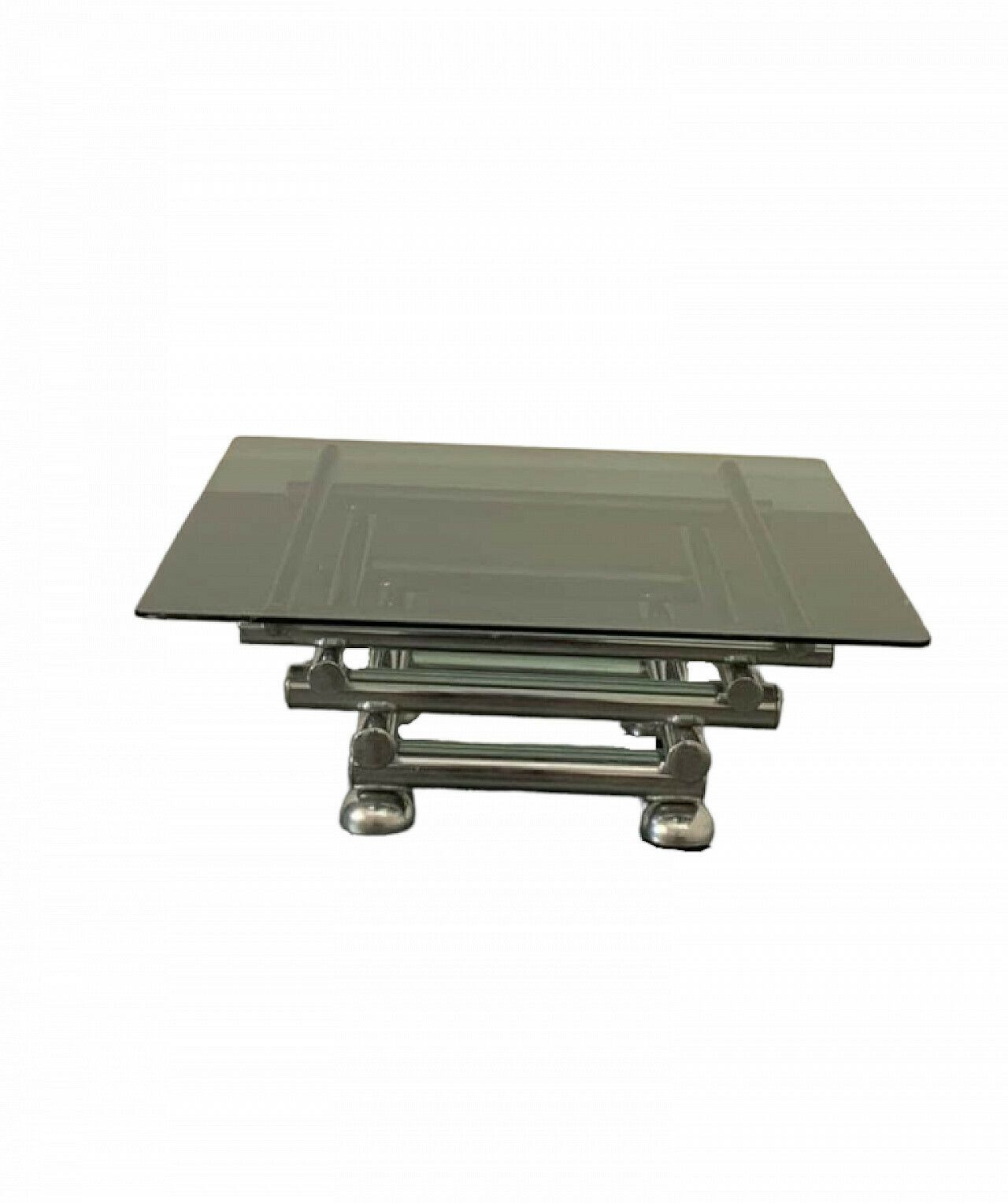 photo vinterior Steel And Smoked Glass Coffee Table, 1970s