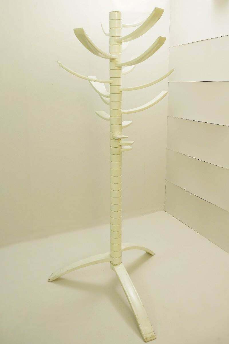 Sculptural White Lacquered Wood Coat Rack By Bruce Tippett Renna photo Furniture