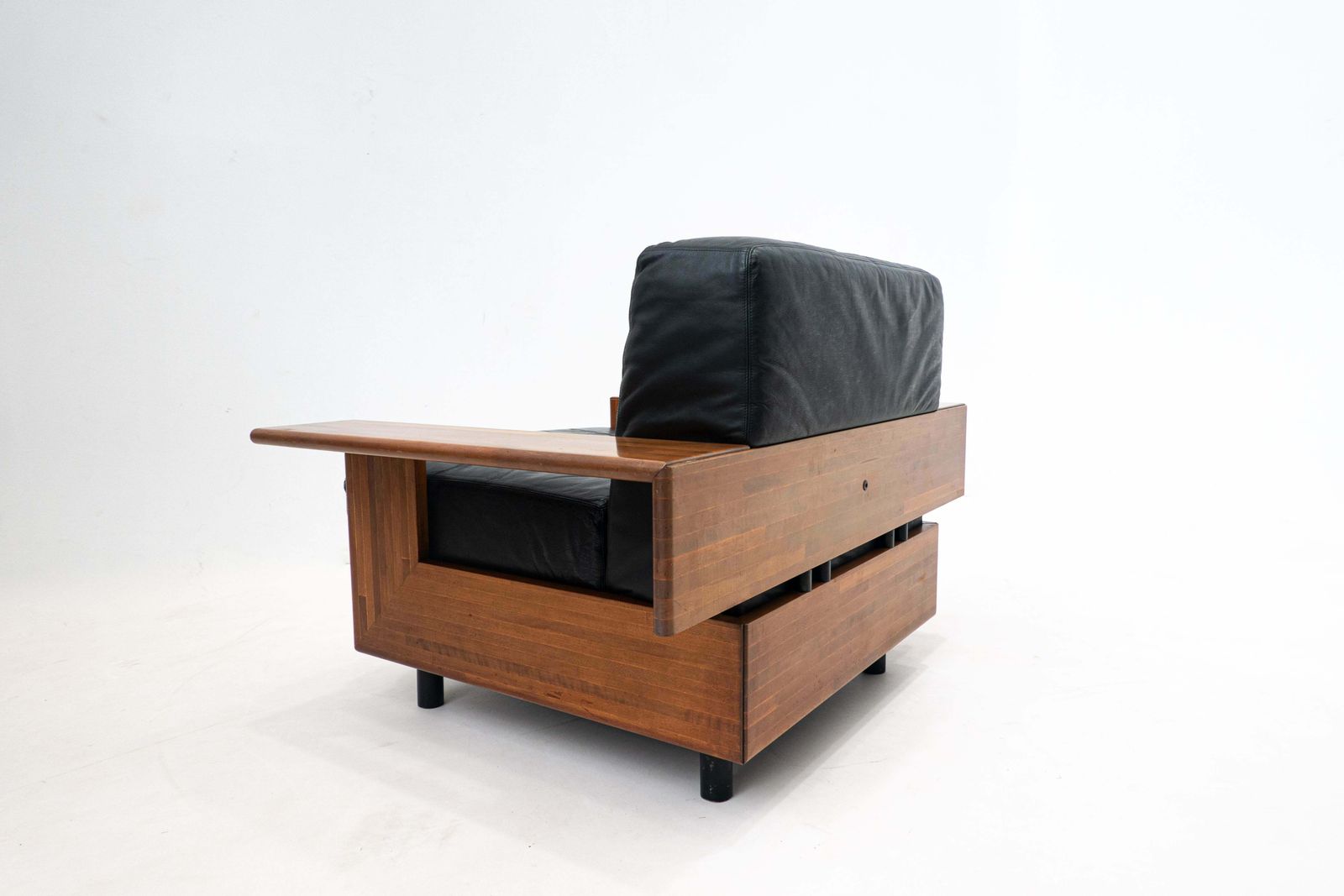 2548.0 Mid Century Modern Armchair In The Style Of Tobia Scarpa, Wood And Leather photo