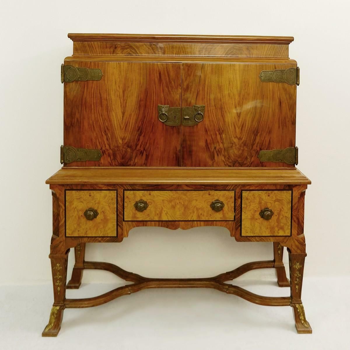Walnut And Bronze Cabinet By Alfred Chambon, Belgium, 1920s photo furniture