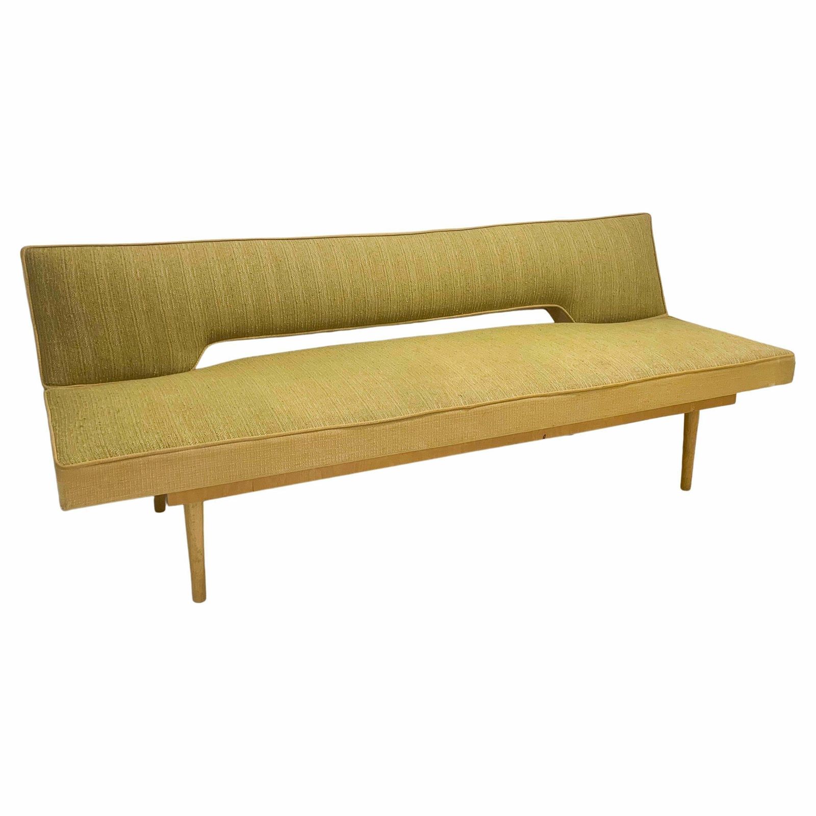 Mid Century Modern Yellow Sofa Bed, Original Fabric By Miroslav Navratil