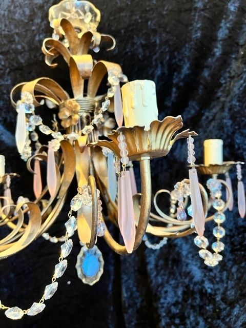 photo buy Five Light Italian Florentine Chandelier With Coloured Crystals. Cr773