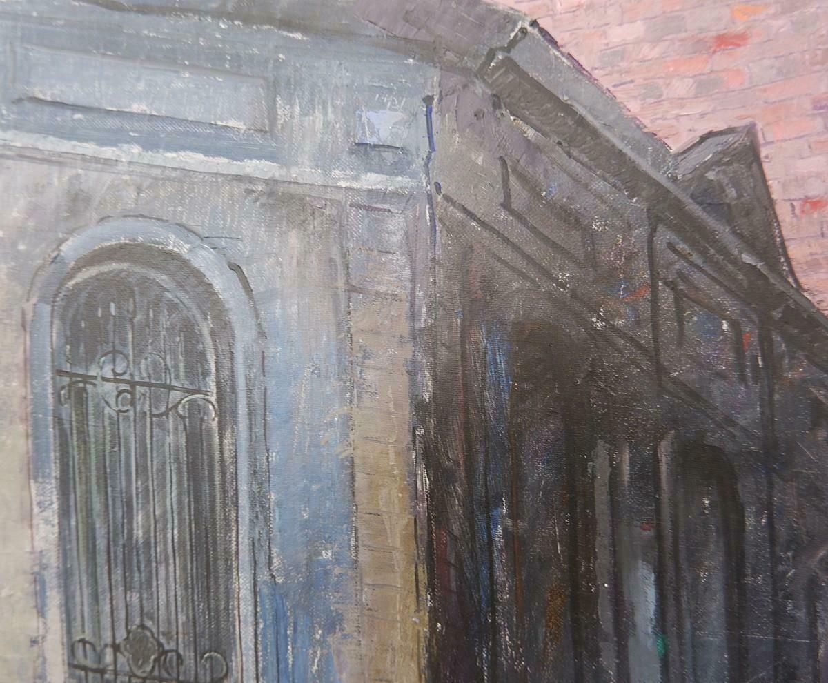 Brussels Street Scene Painting On Canvas, Victor Petré, Belgium, Circa 1960 photo 1062.0