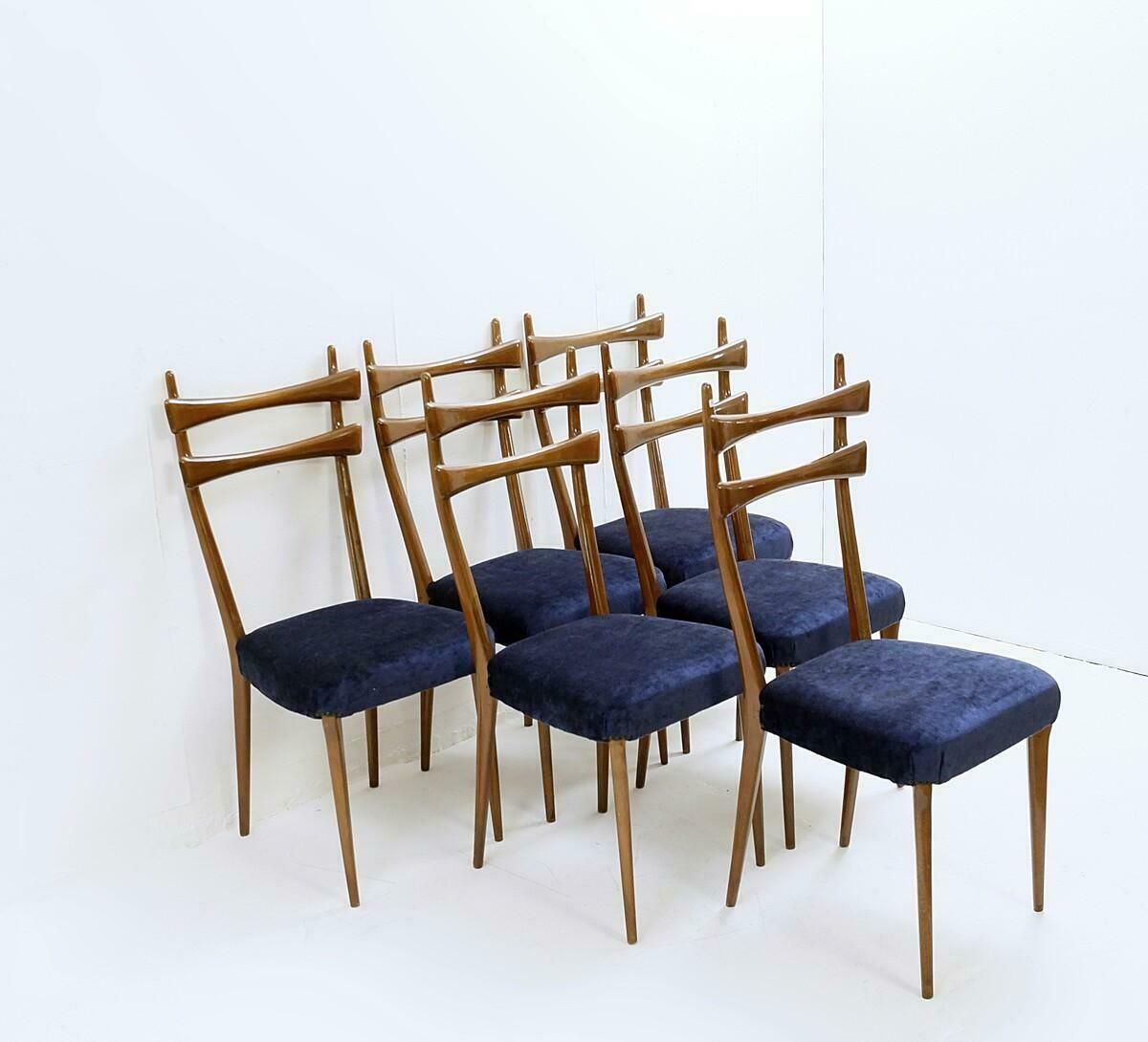 Mid Century Modern Set Of 6 Italian Dining Chairs photo vinterior