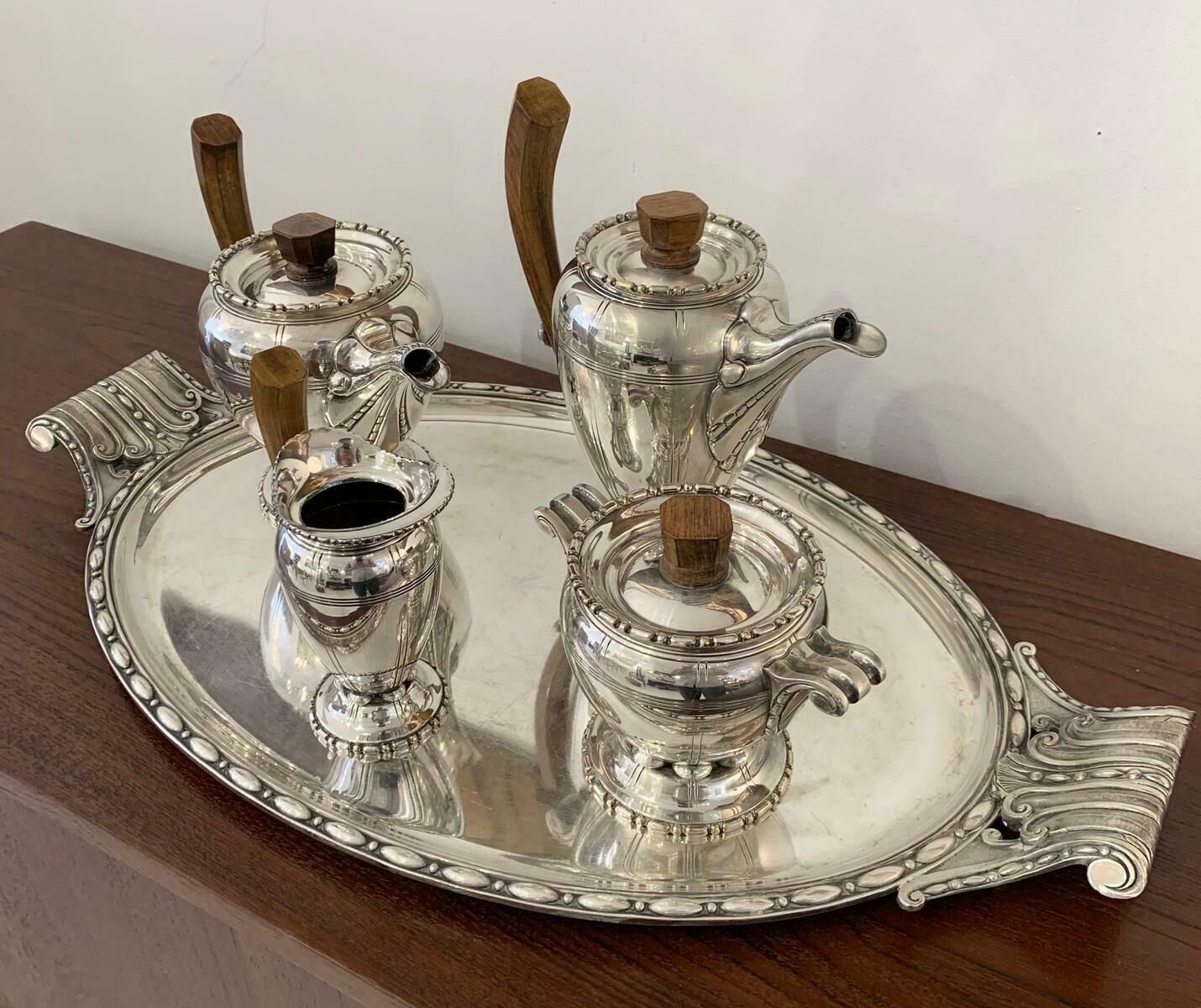 Durousseau & Raynaud Hallmarked Art Deco Silver Plated Service Set, France photo 3078.0