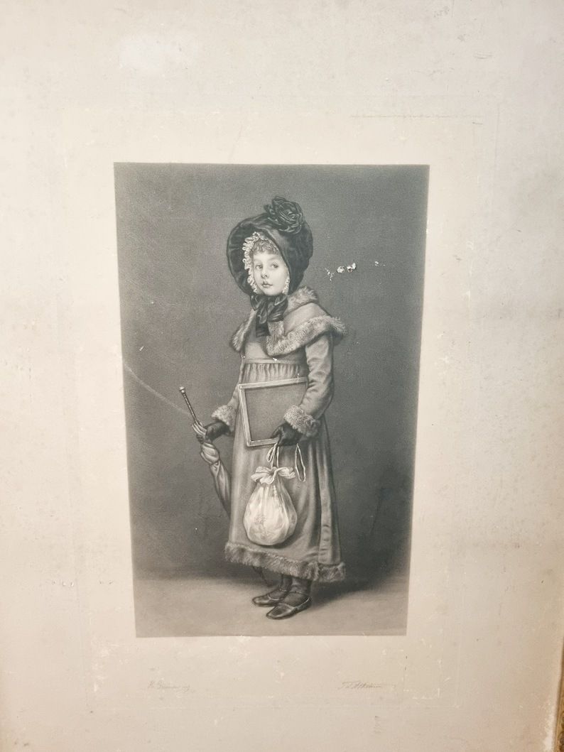 Very Large Antique Engraving Print By Kate Greenaway 1881 photo for sale