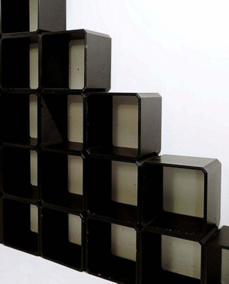 Mid Century Set Of Modular Wooden Cubes