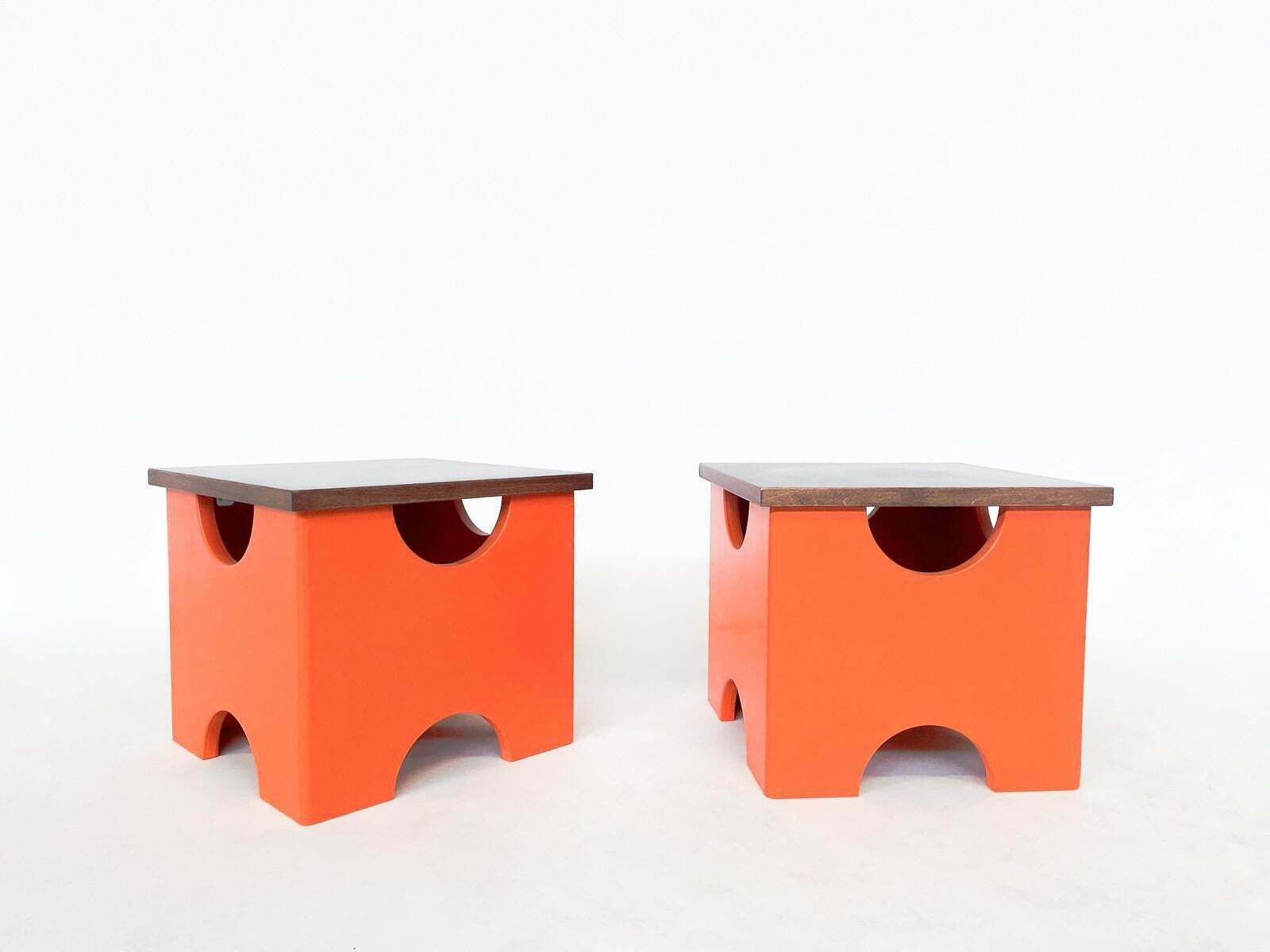 photo furniture Mid Century Modern Pair Of Dado Stools By Ettore Sottsass