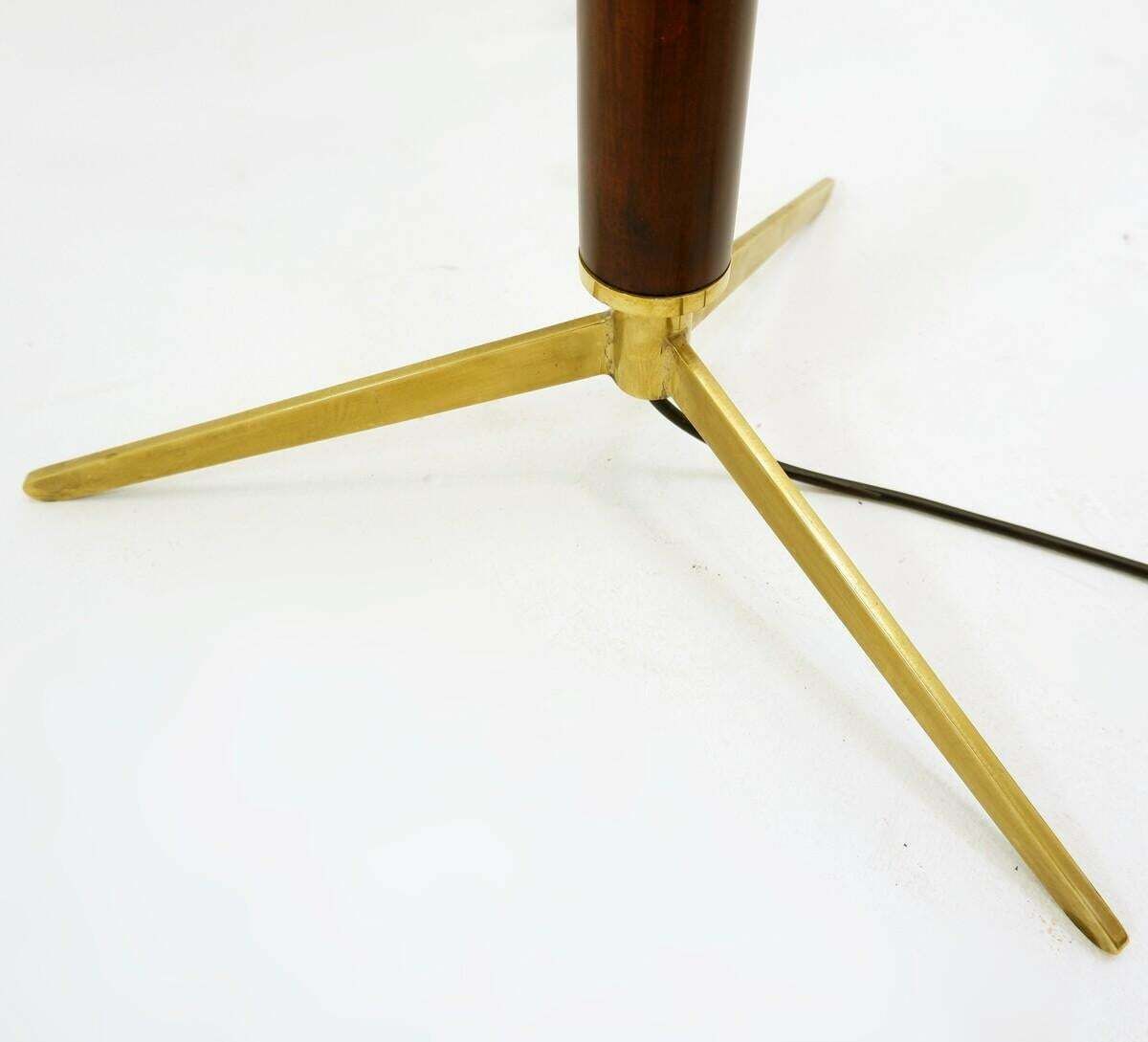 Mid Century Modern Blue Floor Lamp, In Wood And Brass, Italy, 1950s photo furniture