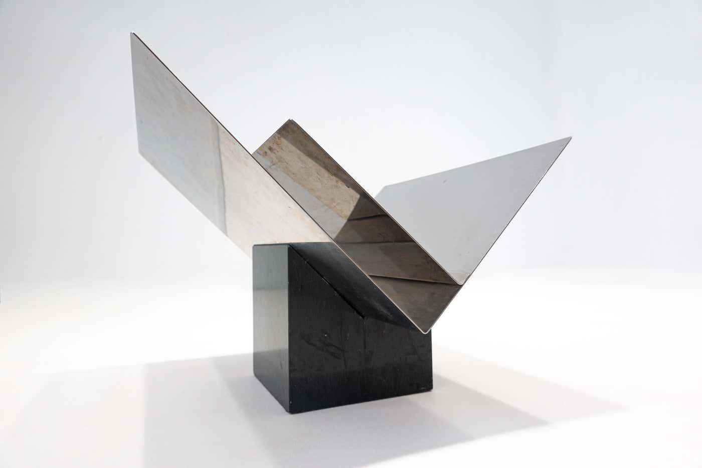 Mid Century Modern Magazine Rack By Sergio Asti, Marble And Steel, Italy, 1960s photo for sale