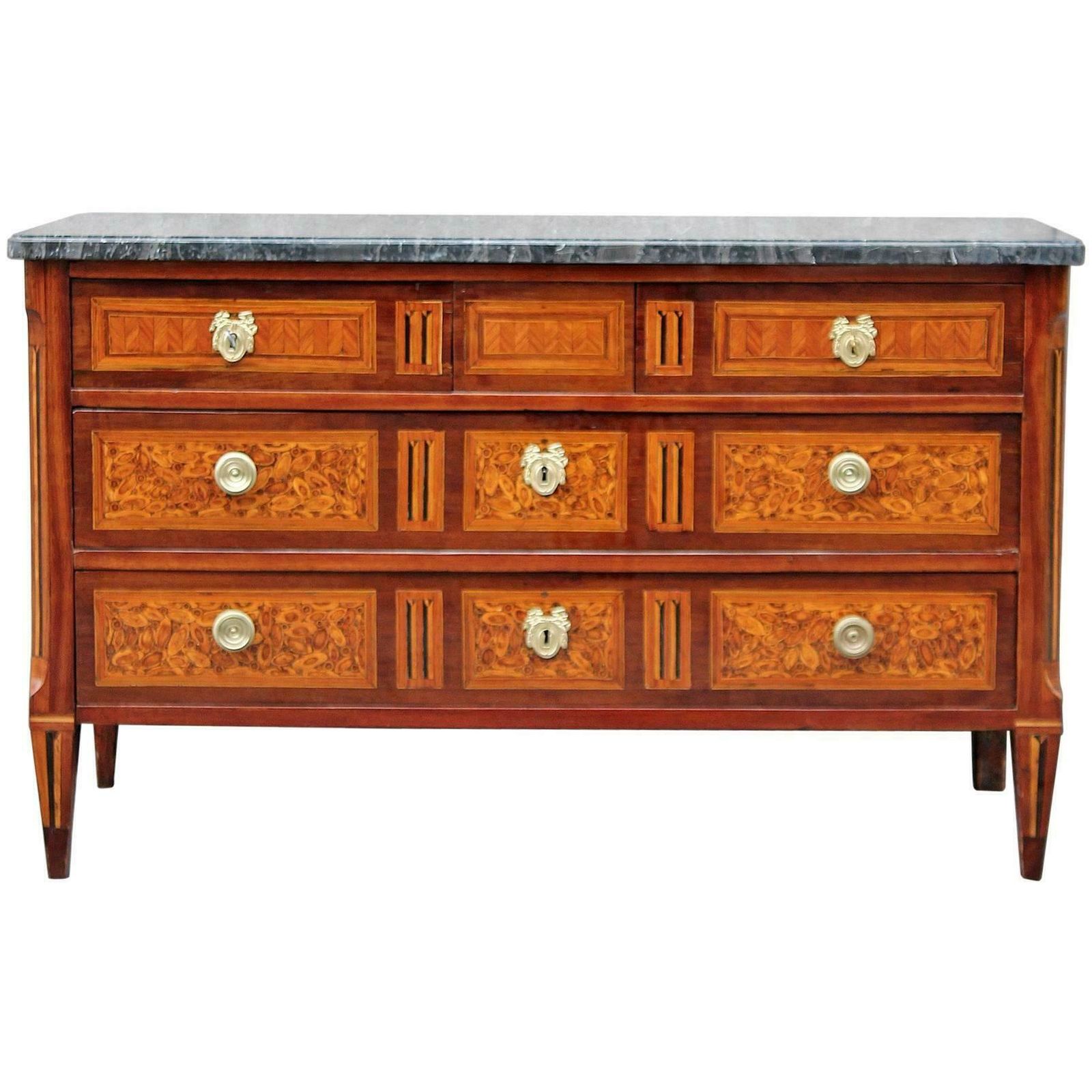 18th Century French Marquetry Chest Of Drawers, Stamped J. Chastel