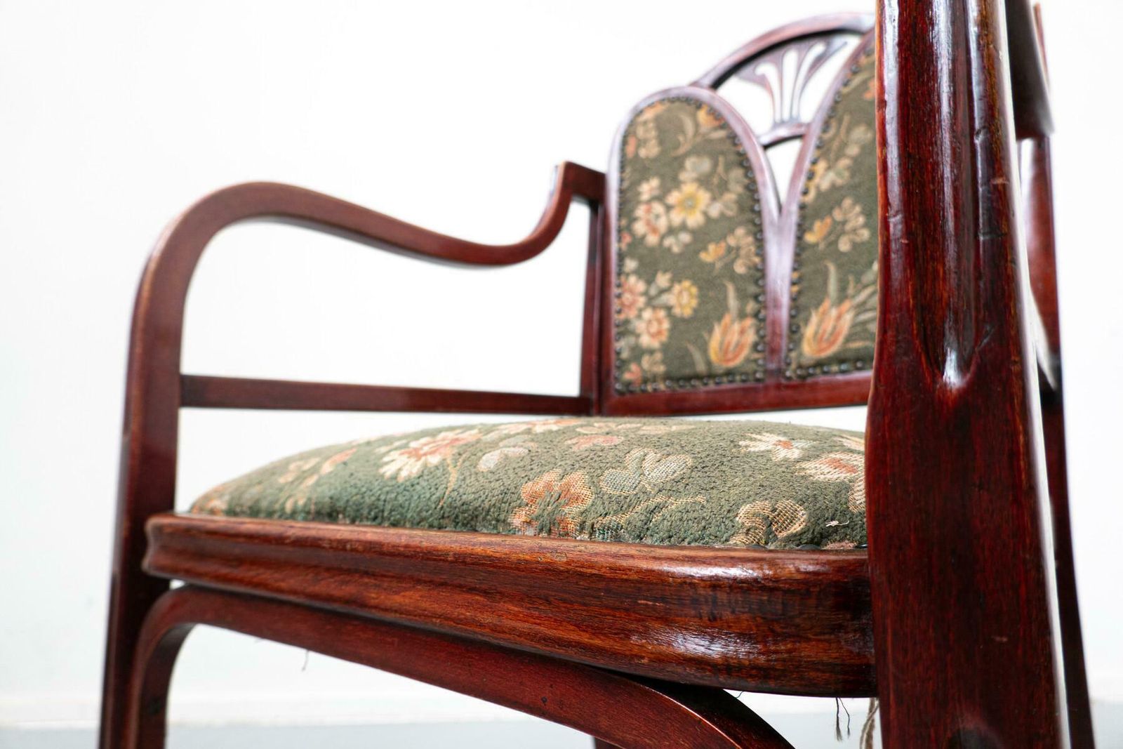 Bentwood Armchair By Thonet, Beech And Fabric, 1930s photo vintage