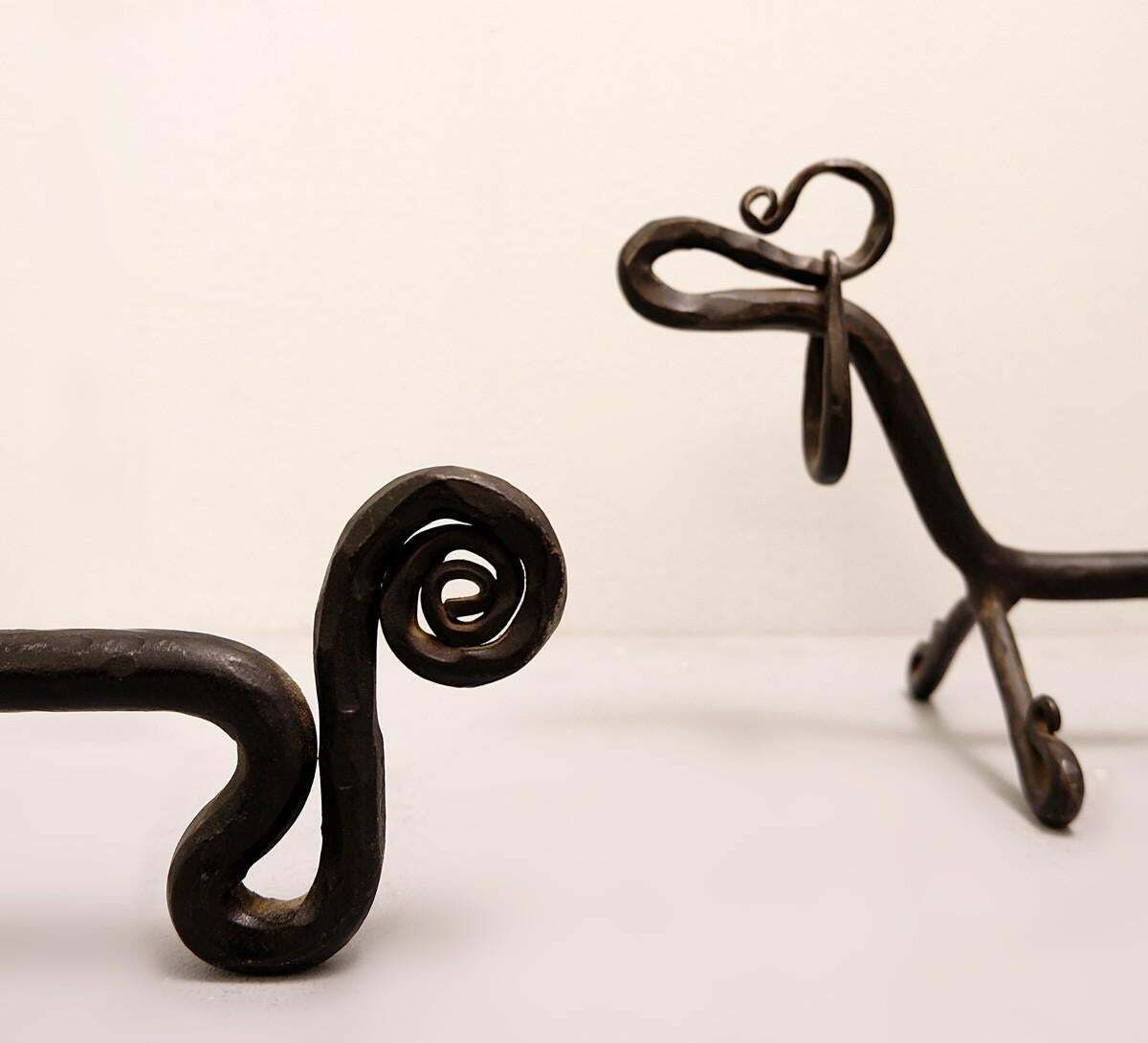 Pair Of Wrought Iron Dachshund Fire Dogs photo for sale
